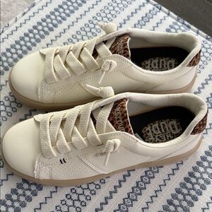 Hey Dude Cream and Tan Sneakers